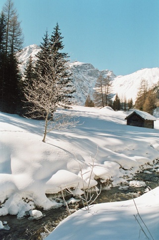 Passaggio caratteristico lungo le piste di fondo di Obernbergtal (val Obernberg).